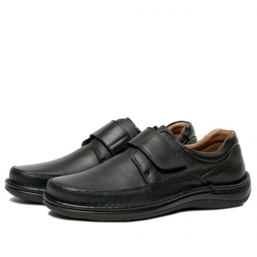 W1540 Men’s Velcro Tie Shoe – Black Leather